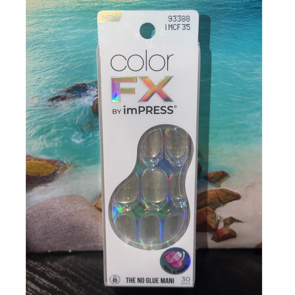 imPRESS Color FX Press-On Nails 30ct Holographic Iridescent Silver 93388 IMCF35